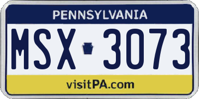PA license plate MSX3073