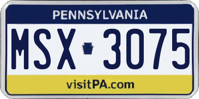 PA license plate MSX3075