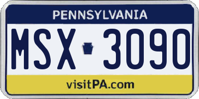 PA license plate MSX3090