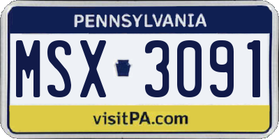PA license plate MSX3091