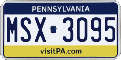 PA license plate MSX3095