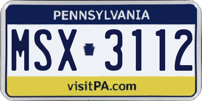 PA license plate MSX3112