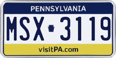 PA license plate MSX3119