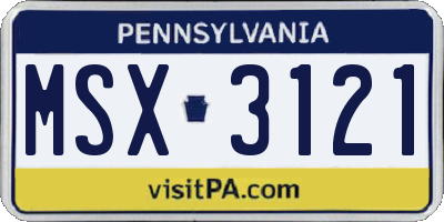 PA license plate MSX3121