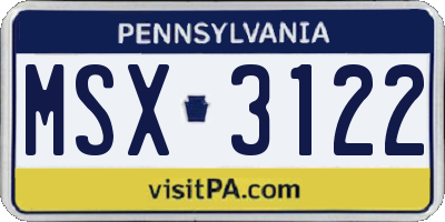 PA license plate MSX3122