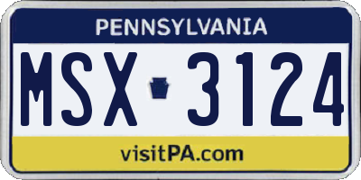 PA license plate MSX3124