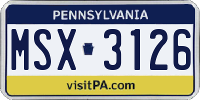 PA license plate MSX3126