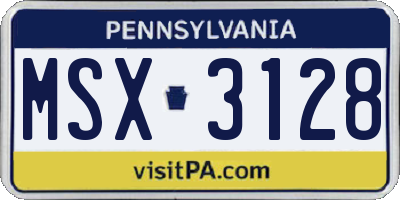 PA license plate MSX3128