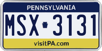 PA license plate MSX3131