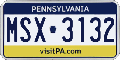 PA license plate MSX3132