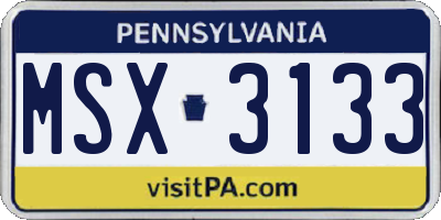 PA license plate MSX3133