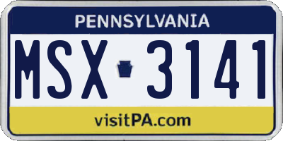 PA license plate MSX3141