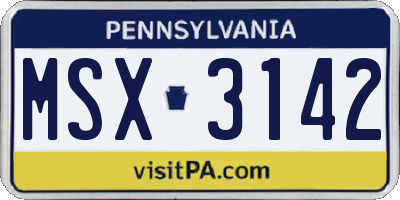 PA license plate MSX3142
