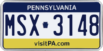 PA license plate MSX3148