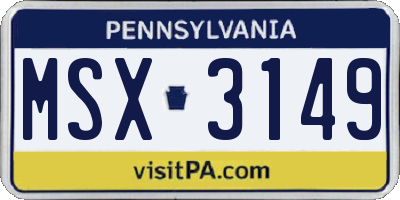 PA license plate MSX3149