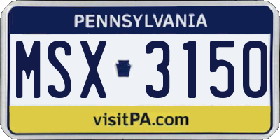 PA license plate MSX3150