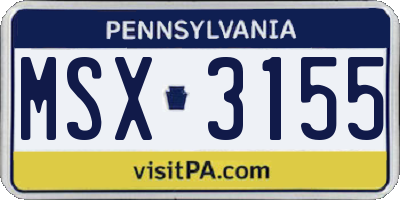 PA license plate MSX3155