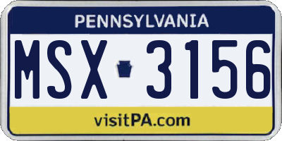 PA license plate MSX3156