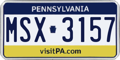 PA license plate MSX3157