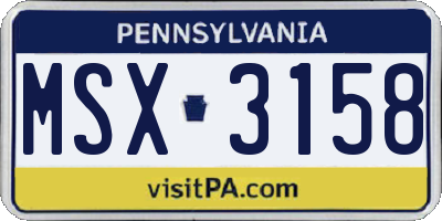 PA license plate MSX3158
