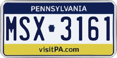 PA license plate MSX3161