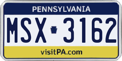 PA license plate MSX3162