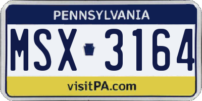 PA license plate MSX3164