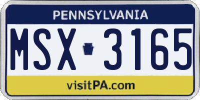 PA license plate MSX3165