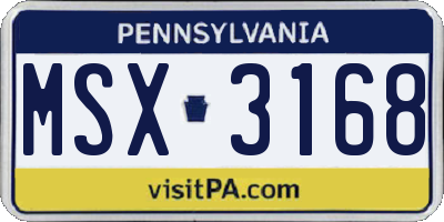 PA license plate MSX3168