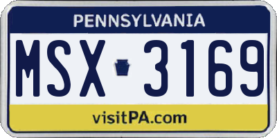 PA license plate MSX3169