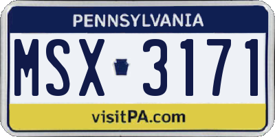 PA license plate MSX3171