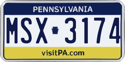 PA license plate MSX3174