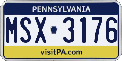 PA license plate MSX3176