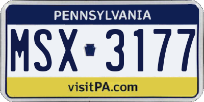 PA license plate MSX3177