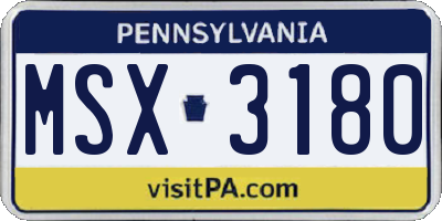 PA license plate MSX3180