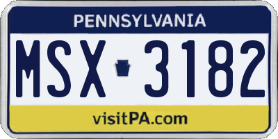 PA license plate MSX3182