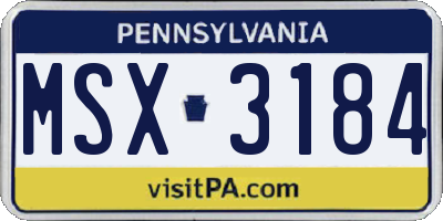 PA license plate MSX3184