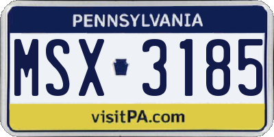 PA license plate MSX3185