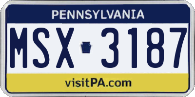 PA license plate MSX3187