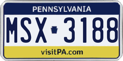 PA license plate MSX3188