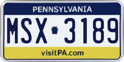 PA license plate MSX3189