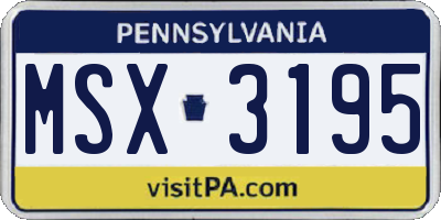 PA license plate MSX3195