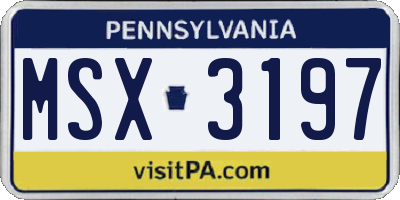 PA license plate MSX3197