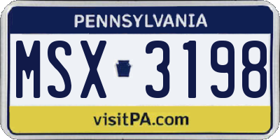 PA license plate MSX3198