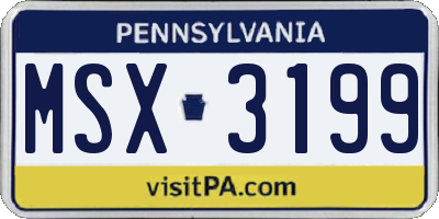 PA license plate MSX3199