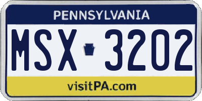 PA license plate MSX3202