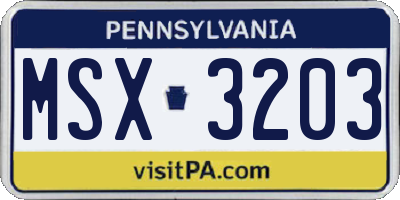 PA license plate MSX3203