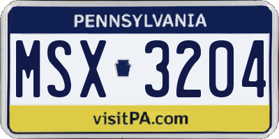 PA license plate MSX3204