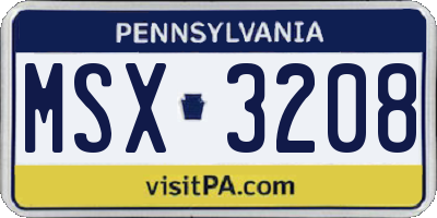PA license plate MSX3208