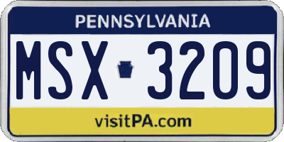 PA license plate MSX3209